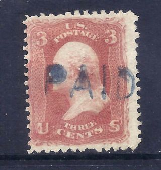 Us Stamps - 65 - - 3 Cent Washington Issue - Cv $4 - Blue Paid Cancel