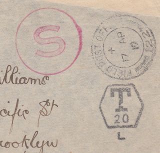 WW1 Special Censorship Postage Due FPO Cover to Brooklyn NY USA 1919 3