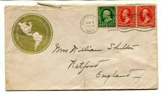 U.  S.  A.  1903 5cents Rate Pan - American Exposition Envelope Buffalo To Retford,  Uk