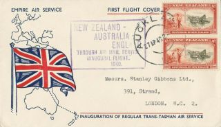 Afc109) April 1940 Teal Nz - Australia - England Through Mail Inaugural Flight Cover