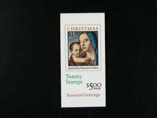 Us Scott Bk180 Booklet 2 Panes Of 10 Christmas 25c Stamps S443