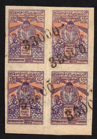 Azerbaijan Ssr 1922 Strip Of 4 Stamps Lapin 74 Mh Cv=40euro