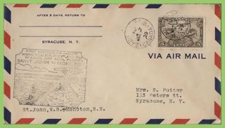 Canada 1929 Flight Cover,  St.  Johns To Moncton,  With Cachet