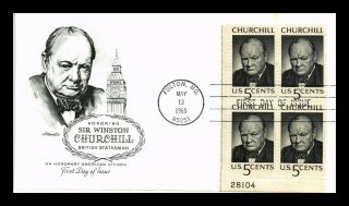 Dr Jim Stamps Us Sir Winston Churchill First Day Cover Plate Block Scott 1264