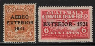 Guatemala 1931 Airmail Overprints Set Sc C13 - 14 Nh