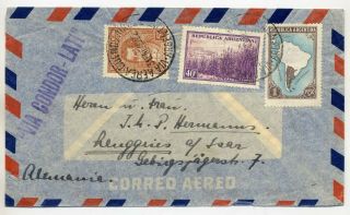 Argentina 1940 Very Fine Censored Lati Airmail Cover Buenos Aires To Germany