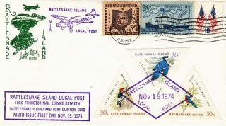 Rattlesnake Island Local Post Nov 19,  1974 Fdc