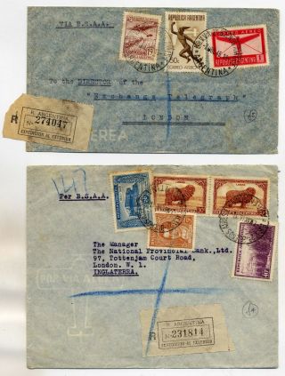 Argentina 1946 Bsaa Trio Of Registered Airmail Covers Buenos Aires To England