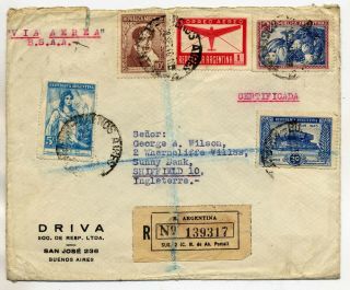 ARGENTINA 1946 BSAA TRIO OF REGISTERED AIRMAIL COVERS BUENOS AIRES TO ENGLAND 2