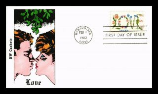 Dr Jim Stamps Us Kissing Couple Love Hand Colored Fdc Cover Scott 1951