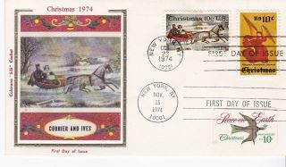 Christmas 1974 1550 - 52 Us First Day Cover 1974 Colorano Silk Cachet Fdc Combo