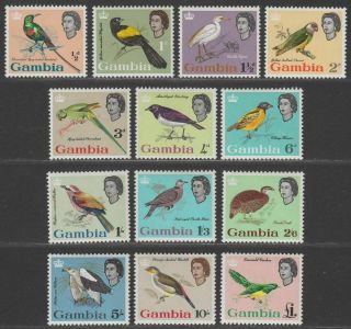 Gambia 1963 Qeii Birds Set Um Sg193 - 205 Cat £85 Mnh