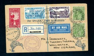 Australia - Zealand 1934 Trans Tasman Flight Cover (s679)