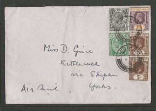 Straits Settlements Kgv 1934 Airmail Combination Cover Singapore To England (2)