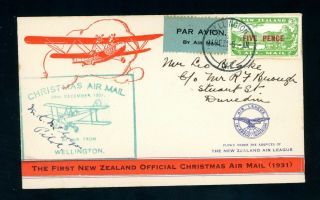 Zealand Pilot Signed 1931 First Christmas Flight Cover (s700)
