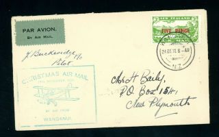 Zealand Pilot Signed 1931 Christmas Flight Cover Wanganui (s702)