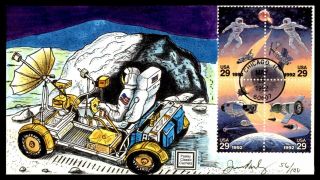 Mayfairstamps Us Fdc 1992 Space Achievements Paslay Hand Painted Block First Day