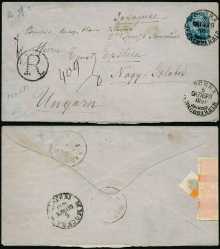 A324 Russia Registered Stationery Envelope Hungary Moscow Nagy Szlabos 1891