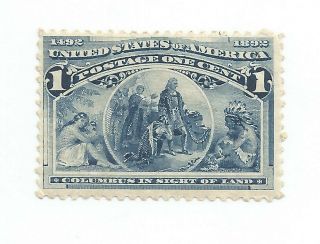 Us Scott 230 1 - Cent 1893 Columbian Exposition Sighting Land (blue)