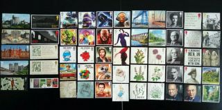 Gb Stamps 55 Recent Unfranked 1st Class Commemoratives First Off Paper No Gum.