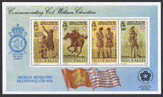 1976 Isle Of Man Bicentenary Of American Revolution Stamp Mini Sheet