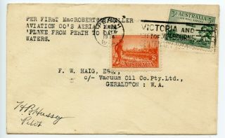 Australia 1934 1st Flight Macrobertson Miller Perth - Daly Waters Signed Pilot