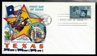 1945 Texas Centennial Fdc 938 - Fluegel Cachet