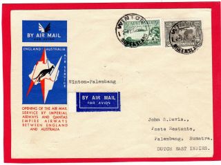 Australia - 1934 Imperial Airways First Flight Cover Winton - Palembang D Indies