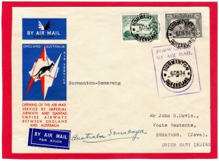 Australia - 1934 Imperial Airways First Flight Cover Normanton - Semarang D Indies
