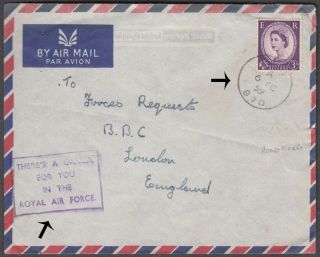 Hong Kong China Scarce 1959 British Forces Airmail Cover With Qe Val To London