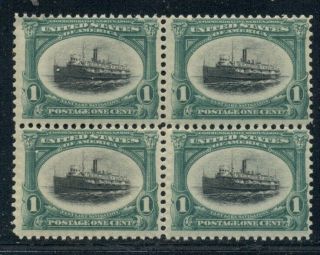 Us: 1901 - Mnh Block Of 4; Pan - American 1 Cent Steamship; Sc.  294