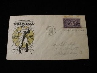 1939 Fdc - Baseball Centennial 855 Coulthard 13a 