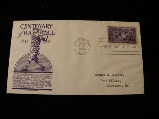 1939 Fdc - Baseball Centennial 855 Anderson 