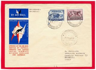 Australia - Air Mail1934 Imperial Airways First Flight Cover To Brindisi Italy