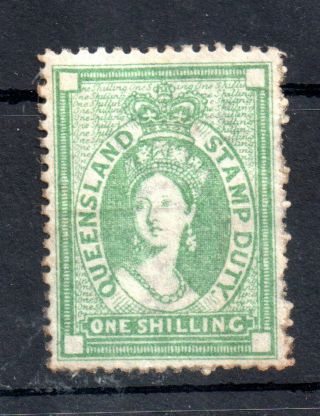 Queensland 1871 - 72 1/ - Green Sg F18 Lhm Fiscal Ws13457