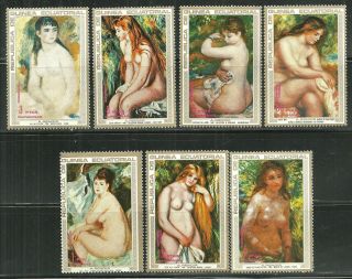 081.  Guinea Equitorial Set/7 Stamps Nude Paintings By A.  Renoir.  Mnh