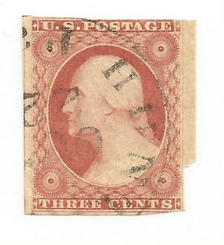 Us Scott 11 Dull Red 3 Cent Washington 1851 - 1857