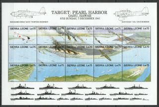 T1570 Sierra Leone Military & War Aviation Pearl Harbor 1sh Mnh Stamps