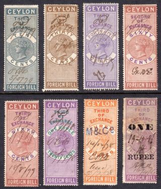 Ceylon 1878 - 86 Qv Foreign Bill Selection To 3r