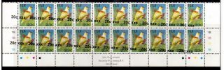 Fiji Overprint Bird Stamp 20c On 23c Block 20c Missing On 2 Stamps Um Mnh Aj20