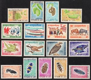 Laos — Scott 118//177 — 1965 - 68 — 7 Sets — With Disturbed Gum — Scv $36.  00