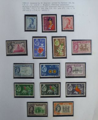 Fiji 1962 Qeii And Local Motives Set 14 Stamps