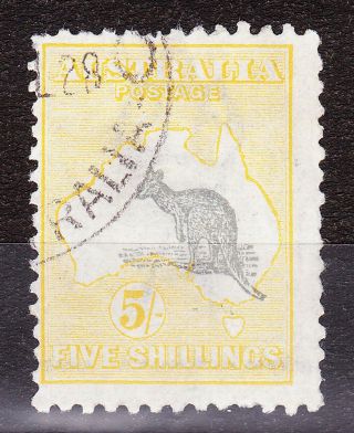 Australia 1915 - 27 3rd Wmk (6) - Narrow Crown A 5/ - Ear,  Roo Shift Sg42c Fu Cv£100,