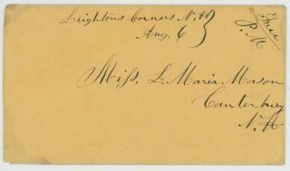 Mr Fancy Cancel Stampless Cover Manuscript Leightons Corner Nh Pm Ascc$75,