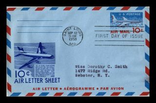 Dr Jim Stamps Us 10c Air Mail Letter Sheet First Day Cover Cs Anderson