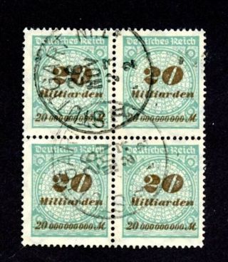 $2.  00.  Stamp Germany Sc 298 Block 4 Cancel Stuttgart Vf,