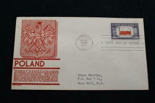 Patriotic Cover 1943 1st Day Issue World War 2 Overrun Country Poland (6476)