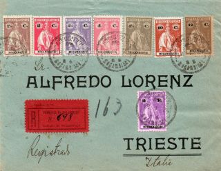 Portuguese Colonies Mocambique 1924 Registered Cover From Mozambique To Trieste