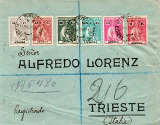 Portuguese Angola 1924 Registered Cover From Province De Angola To Trieste