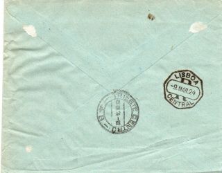 Portuguese Angola 1924 registered cover from Province De Angola to Trieste 2